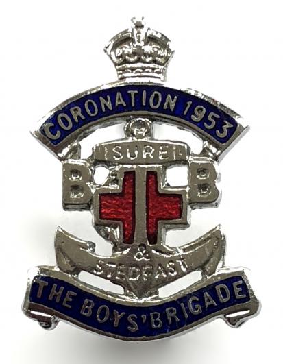 Boys Brigade Queen Elizabeth II 1953 Coronation pin badge issued England