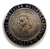 Great Northern Motors (London) Ltd St Christopher motorcar dealership dashboard badge