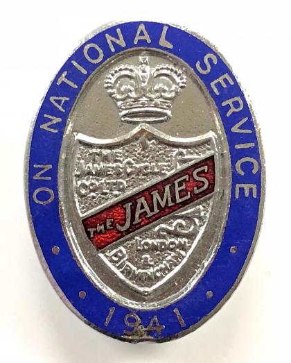 The James Cycle Co.Ltd motorcycle manufacturers 1941 home front badge