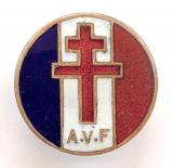 WW2 Free French 'Amis des Voluntaires Francais' AVF supporters lapel badge