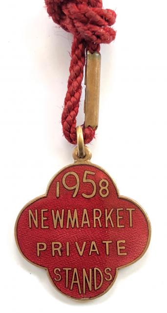 Newmarket Private Stands 1958 horse racing club badge