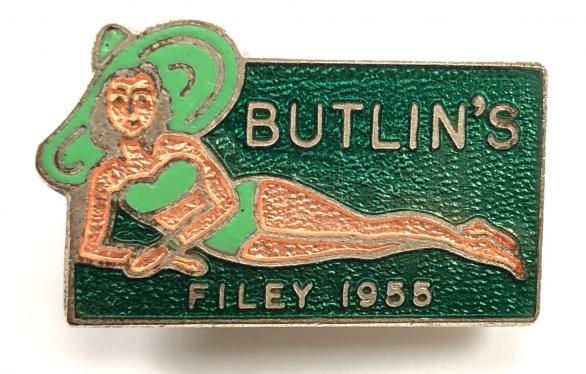 Butlins 1955 Filey holiday camp girl in a swimsuit badge