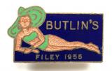 Butlins 1955 Filey holiday camp girl in a swimsuit badge