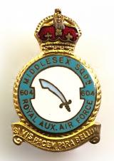 RAF No 604 Battle of Britain Squadron Royal Auxilliary Air Force badge c1940s