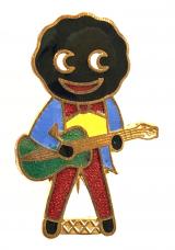 Robertsons 1970s Golly guitarist advertising badge by Coffer Northampton