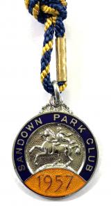 Sandown Park 1957 horse racing club badge