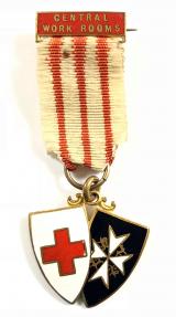WW1 BRCS & Order of St John Central Work Rooms headquarters award badge