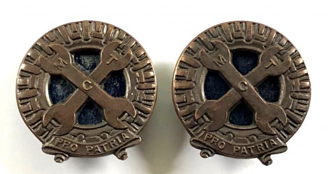 Mechanised Transport Corps MTC women's matching pair of collar badges