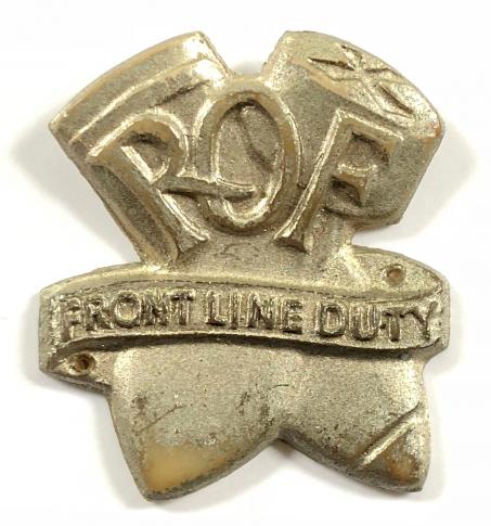 WW2 ROF Front Line Duty plastic economy overall badge