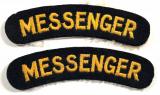 Civil Defence Messenger pair of cloth shoulder title uniform badges