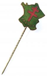 WW2 Free French Cross of Lorraine Map of France stick pin badge
