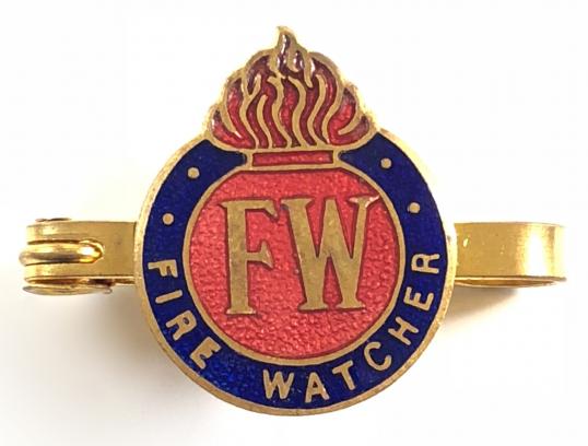 WW2 Fire Watcher civilian volunteer war worker pin badge