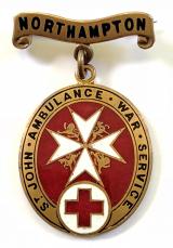 WW1 BRCS & Order of St John Northampton overseas war service badge