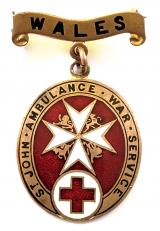 WW1 BRCS & Order of St John WALES overseas war service badge
