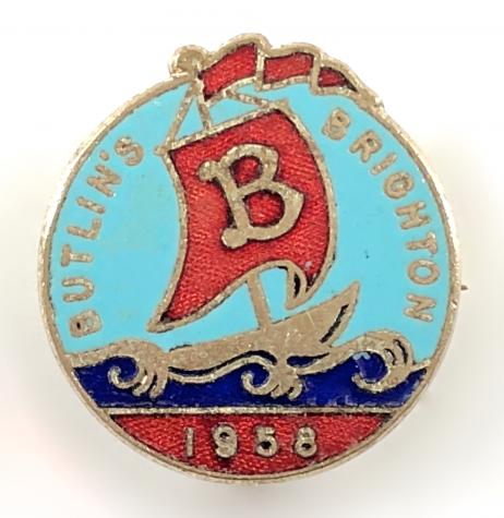 Butlins 1958 Brighton holiday camp sailing boat badge