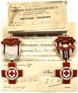 British Red Cross proficiency Air Raid Precautions 1942 ARP clasp medal pair