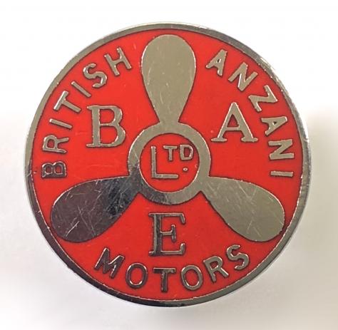 British Anzani Engine Co Motors advertising badge car and motorcycle