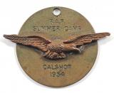 Royal Air Force RAF Summer Camp Calshot 1954 brass indentification disc, Southampton Hampshire
