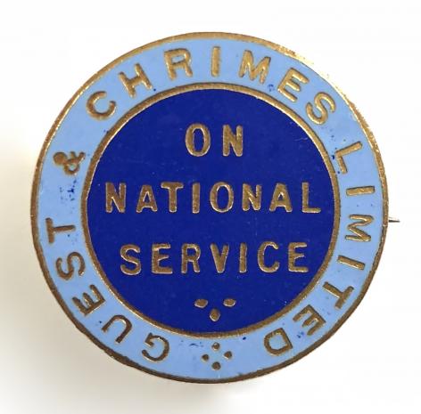 WW2 Guest and Chrimes Ltd Rotherham On National Service war worker badge