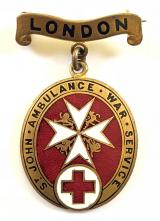 WW1 BRCS & Order of St John LONDON overseas war service badge