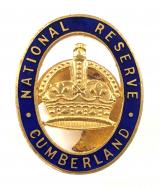 WW1 National Reserve Cumberland home front numbered badge