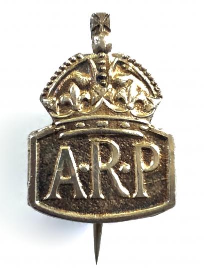 Air Raid Precautions 1940 silver miniature ARP pin badge by William James Dingley