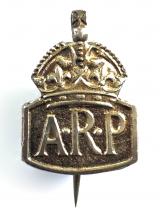 Air Raid Precautions 1940 silver miniature ARP pin badge by William James Dingley