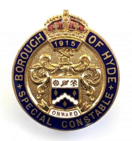 WW1 County Borough of Hyde 1915 Special Constable police badge