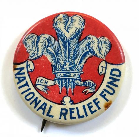 The Prince of Wales National Relief Fund 1914 tin button badge Lowe & Sons Jewellers Chester