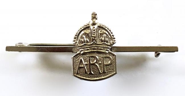 WW2 Air Raid Precautions silver miniature ARP pin badge