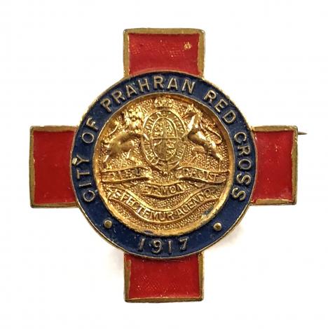 WW1 City of Prahran Red Cross 1917 badge by Stokes & Sons Melbourne Australia