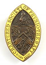 Chartered Society of Physiotherapy qualification numbered badge