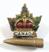 WW1 Canadian Military Forces flying bullet trench art souvenir badge