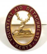WW1 Voluntary Aid Detachment Herts VAD badge