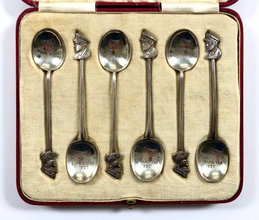 Proposed Edward VIII 1937 Coronation cased set of six silver spoons