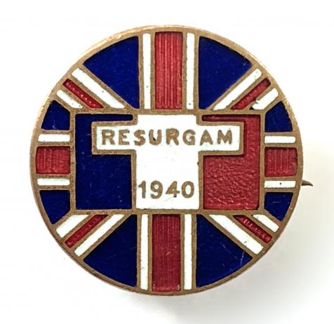 Free French Resurgam 1940 British Union Jack Flag supporter pin badge