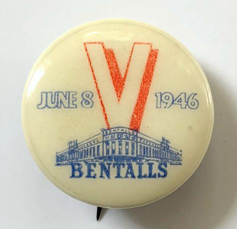 Churchill V For Victory 1946 Bentalls Department Store advertising badge