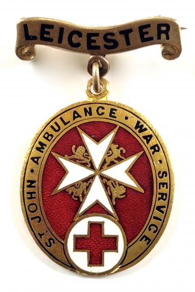 WW1 BRCS & Order of St John Leicester overseas war service badge