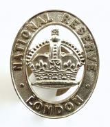 National Reserve London 1911 hallmarked silver badge