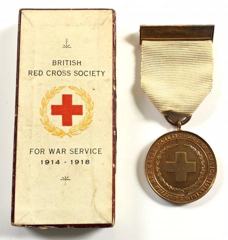 British Red Cross Society 1914 -1918 War Service medal and case