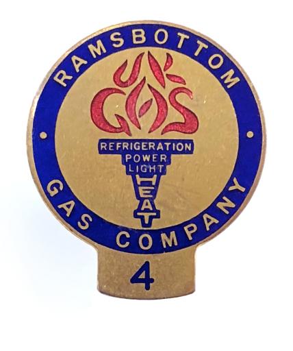 Ramsbottom Gas Company identification badge Refrigeration Power Light Heat