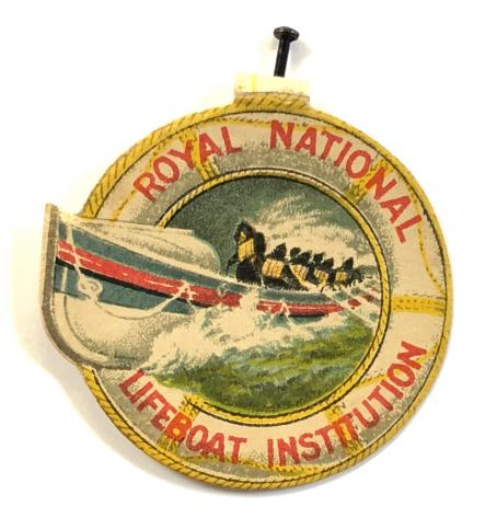 RNLI Royal National Lifeboat Institution Flag Day paper fundraising badge