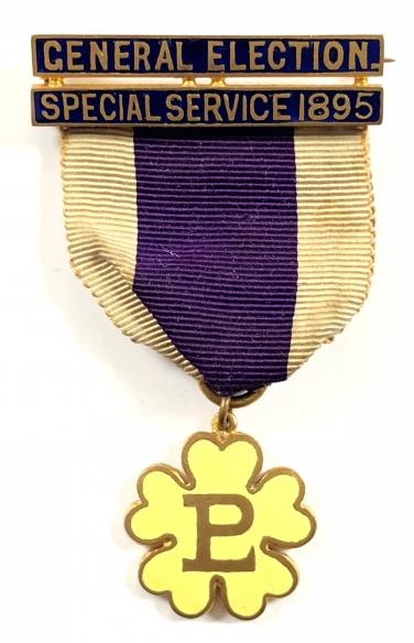 Primrose League General Election Special Service 1895 pin badge