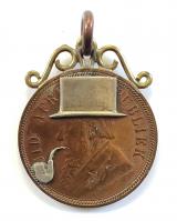 1898 South African Republic 1 penny Kruger coin POW artwork fob badge
