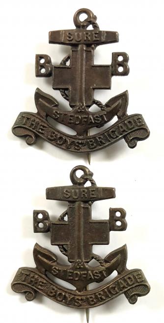 Boys Brigade officers bronze matching collar badges
