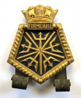 Royal Navy HMS Formidable official tampion ships crest iron badge
