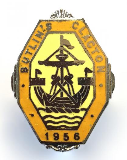 Butlins 1956 Clacton holiday camp sailing ship badge
