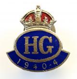 WW2 Home Guard home front invasion defence HG 1940 to 1944 lapel badge
