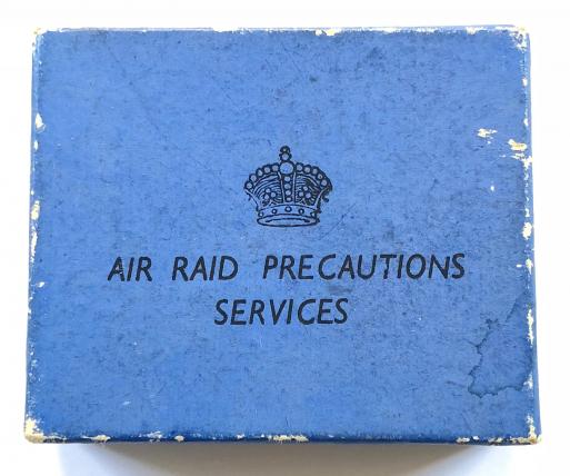 WW2 Air Raid Precautions ARP lady warden issue blue badge box