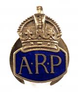 Air Raid Precautions ARP miniature silver plated and enamel lapel badge